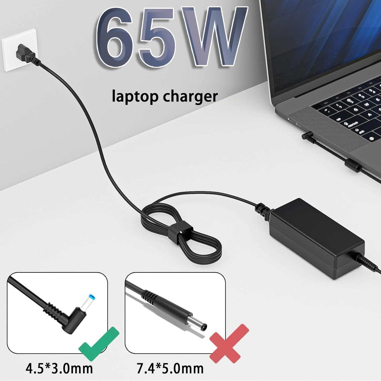 imageNew Slim 65W USB C Laptop Charger Compatible with HP Spectre x360 Envy Chromebook Elitebook x360 Pavilion Elite x2 Travel Type C Power Cord Ac AdapterSK90195333