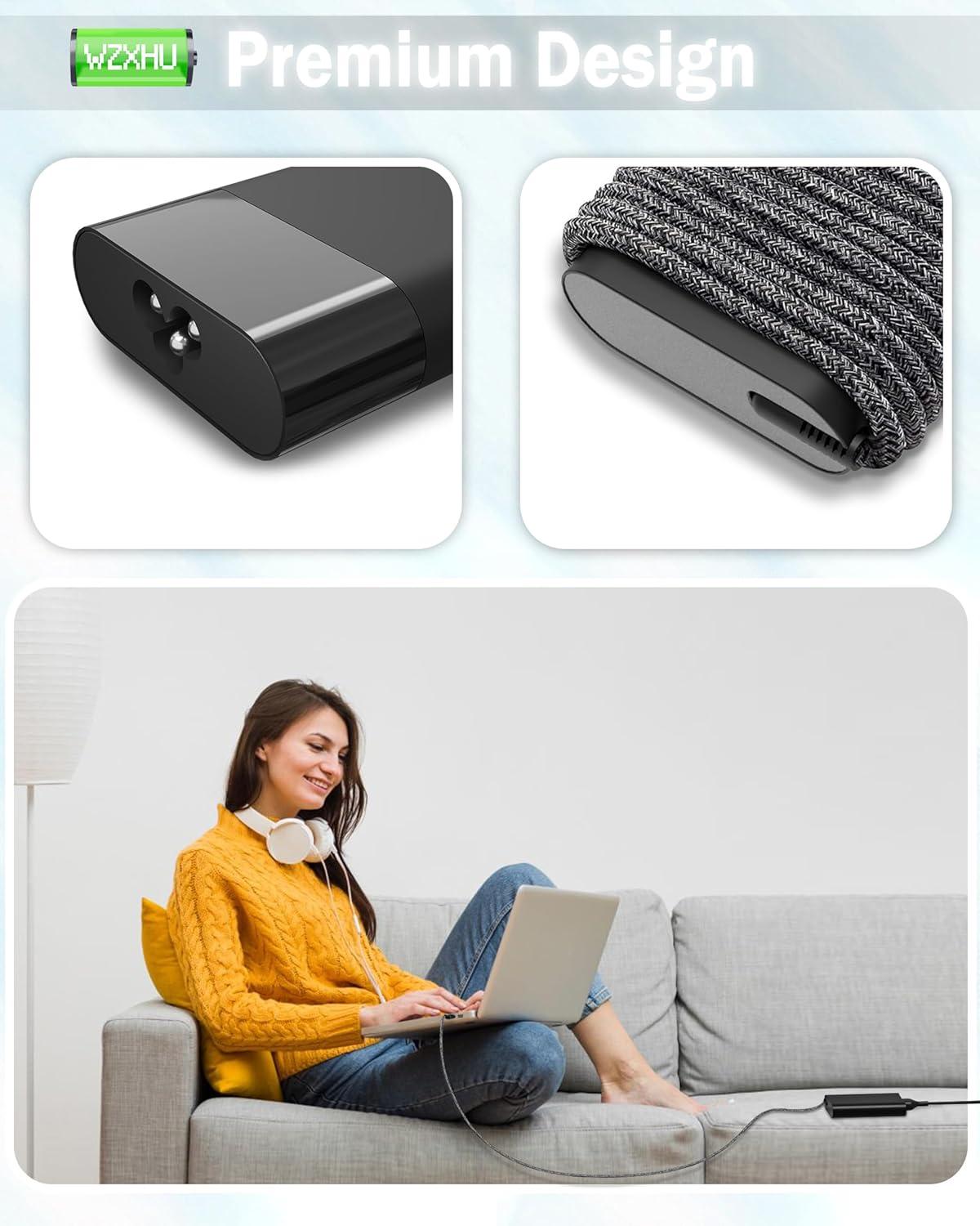 imageNew Slim 65W USB C Laptop Charger Compatible with HP Spectre x360 Envy Chromebook Elitebook x360 Pavilion Elite x2 Travel Type C Power Cord Ac AdapterSM100CL01