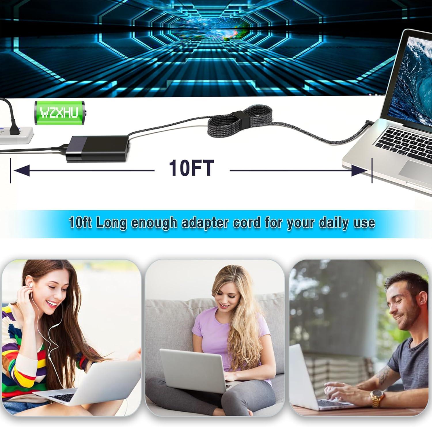 imageNew Slim 65W USB C Laptop Charger Compatible with HP Spectre x360 Envy Chromebook Elitebook x360 Pavilion Elite x2 Travel Type C Power Cord Ac Adapter65w