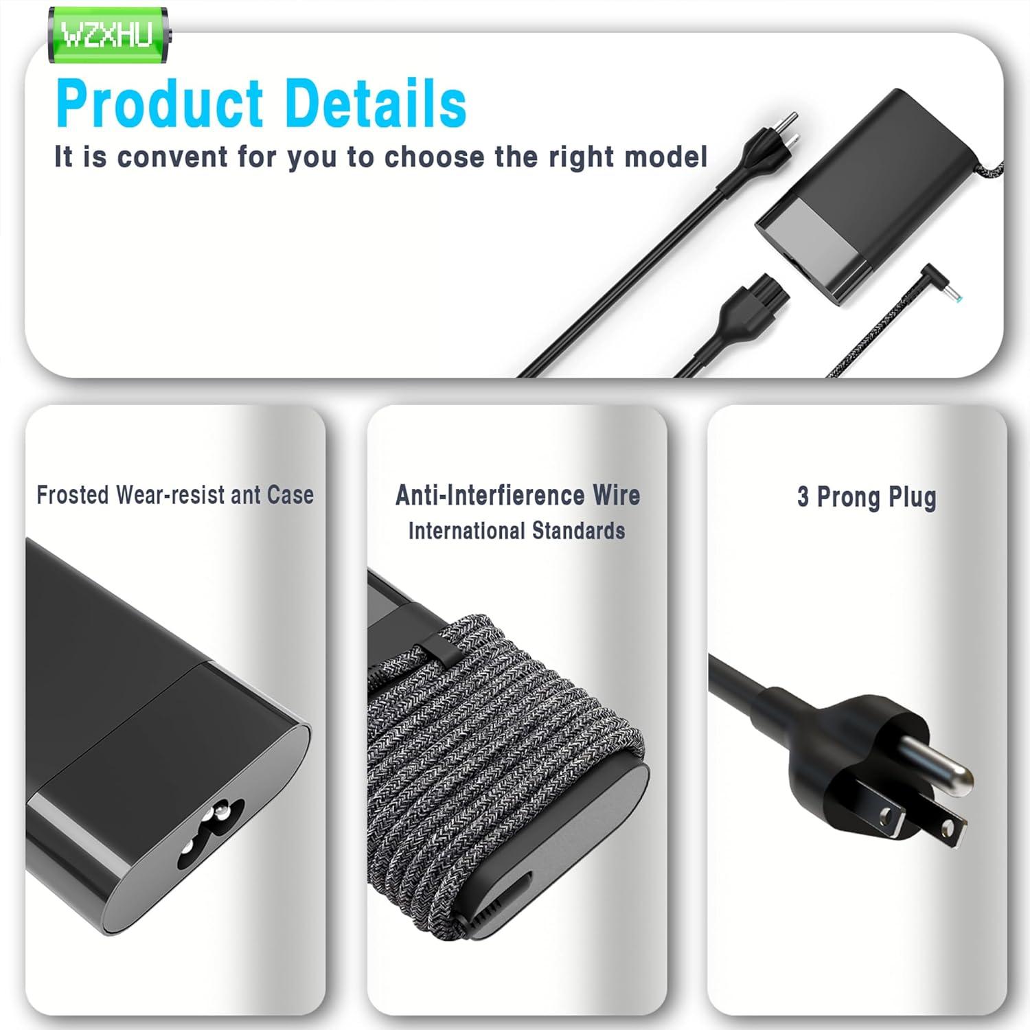 imageNew Slim 65W USB C Laptop Charger Compatible with HP Spectre x360 Envy Chromebook Elitebook x360 Pavilion Elite x2 Travel Type C Power Cord Ac Adapter65w