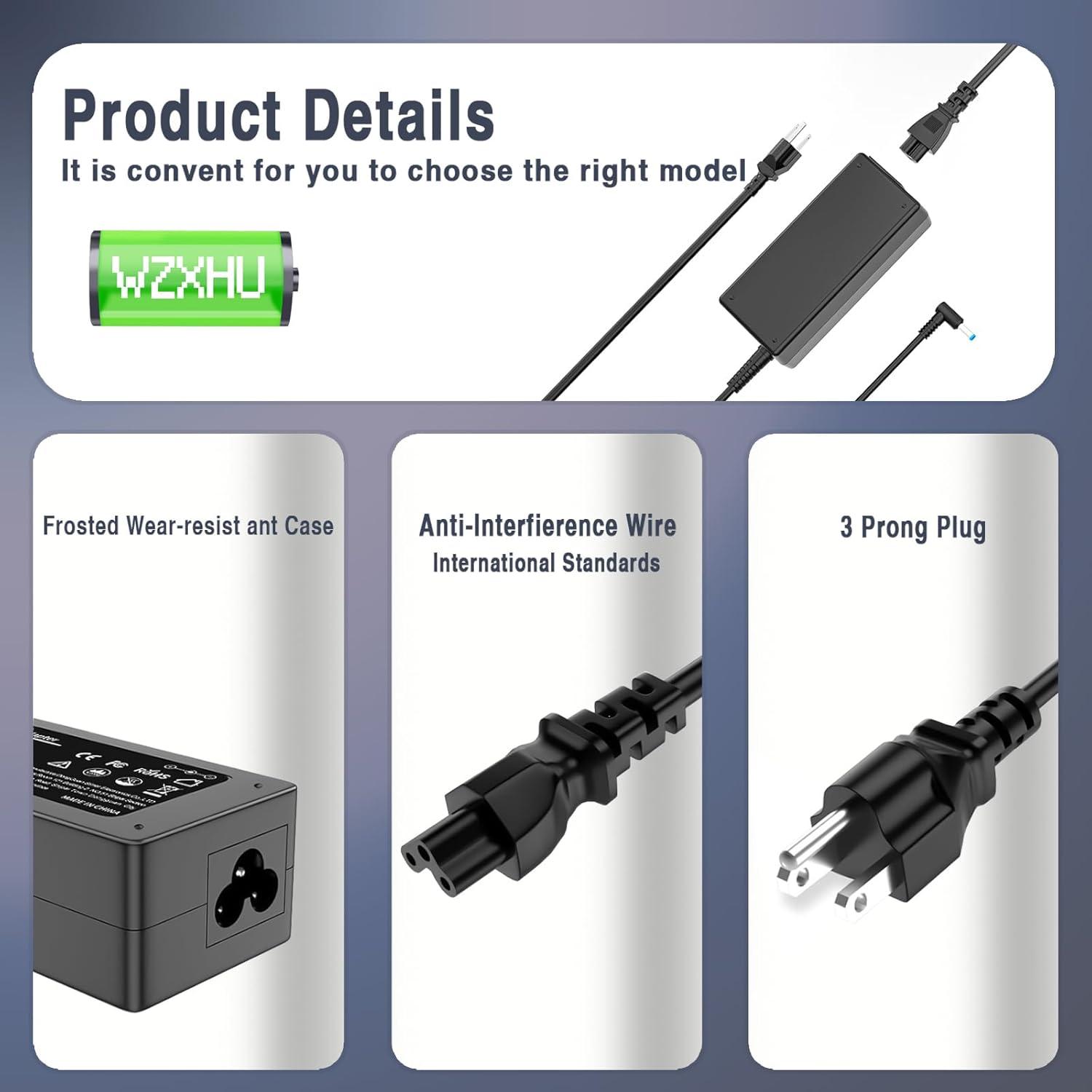 imageNew Slim 65W USB C Laptop Charger Compatible with HP Spectre x360 Envy Chromebook Elitebook x360 Pavilion Elite x2 Travel Type C Power Cord Ac AdapterSK90195333